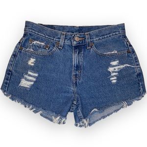 Levi’s 505 Vintage Denim Shorts Distressed Cutoff Rigid Jean Shorts